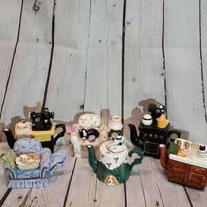 Collection of World Bazaar miniature ceramic teapots